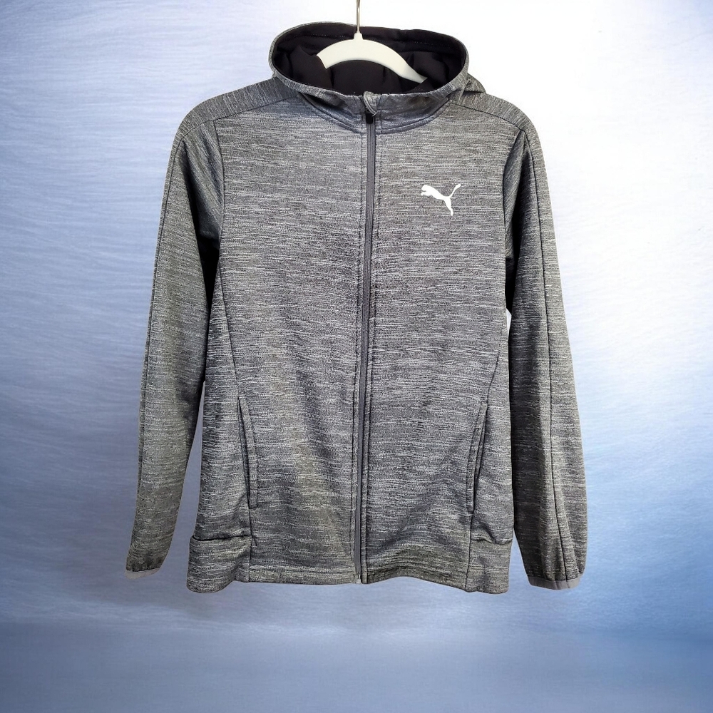 Puma Girl's Youth Gray Full-Zip Hooded Sweatshirt